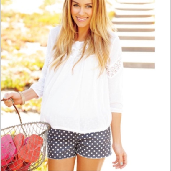Lauren Conrad Blue and White Polka Dot Jean Shorts Frayed Hem 4 - Picture 3 of 12